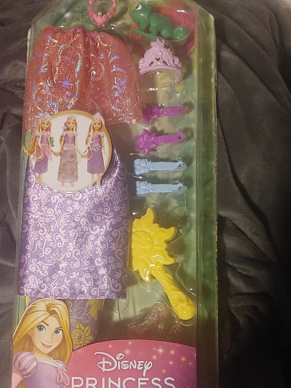 Disney Purple Rapunzel Dress with Yellow Sun Brush & Pink Tiara Accessories